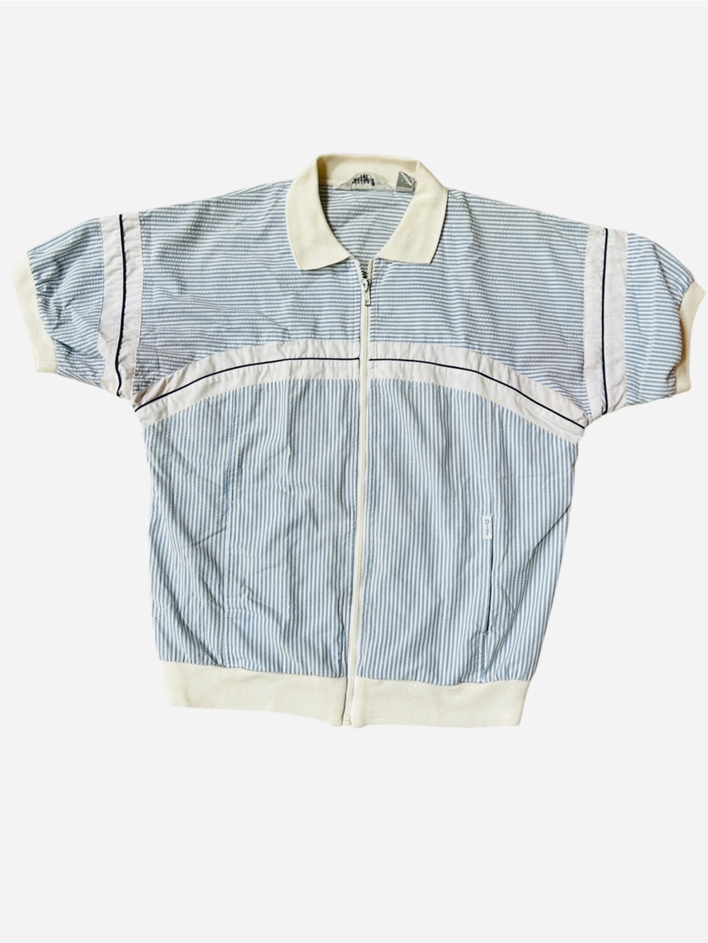 Vintage Christian Dior Seersucker Windbreaker Retro Zip Up, 4th of July, Size M